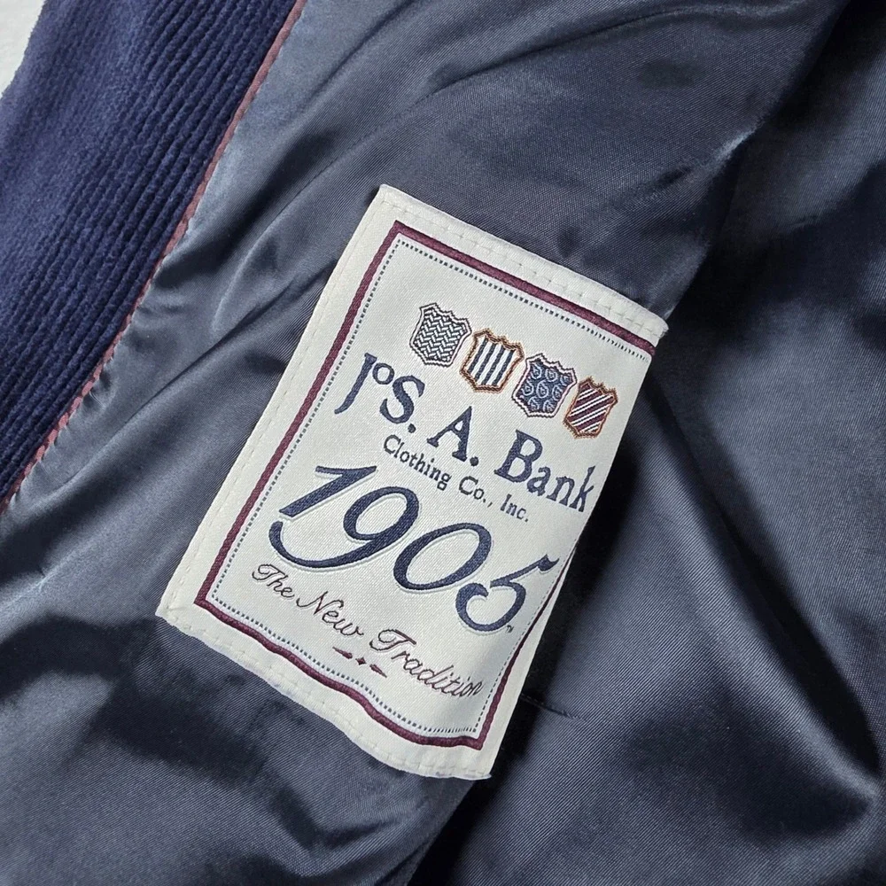NEW Jos A Bank 1905 Navy Men 42 Regular Spandex Tailored Fit Corduroy 7859 L/S